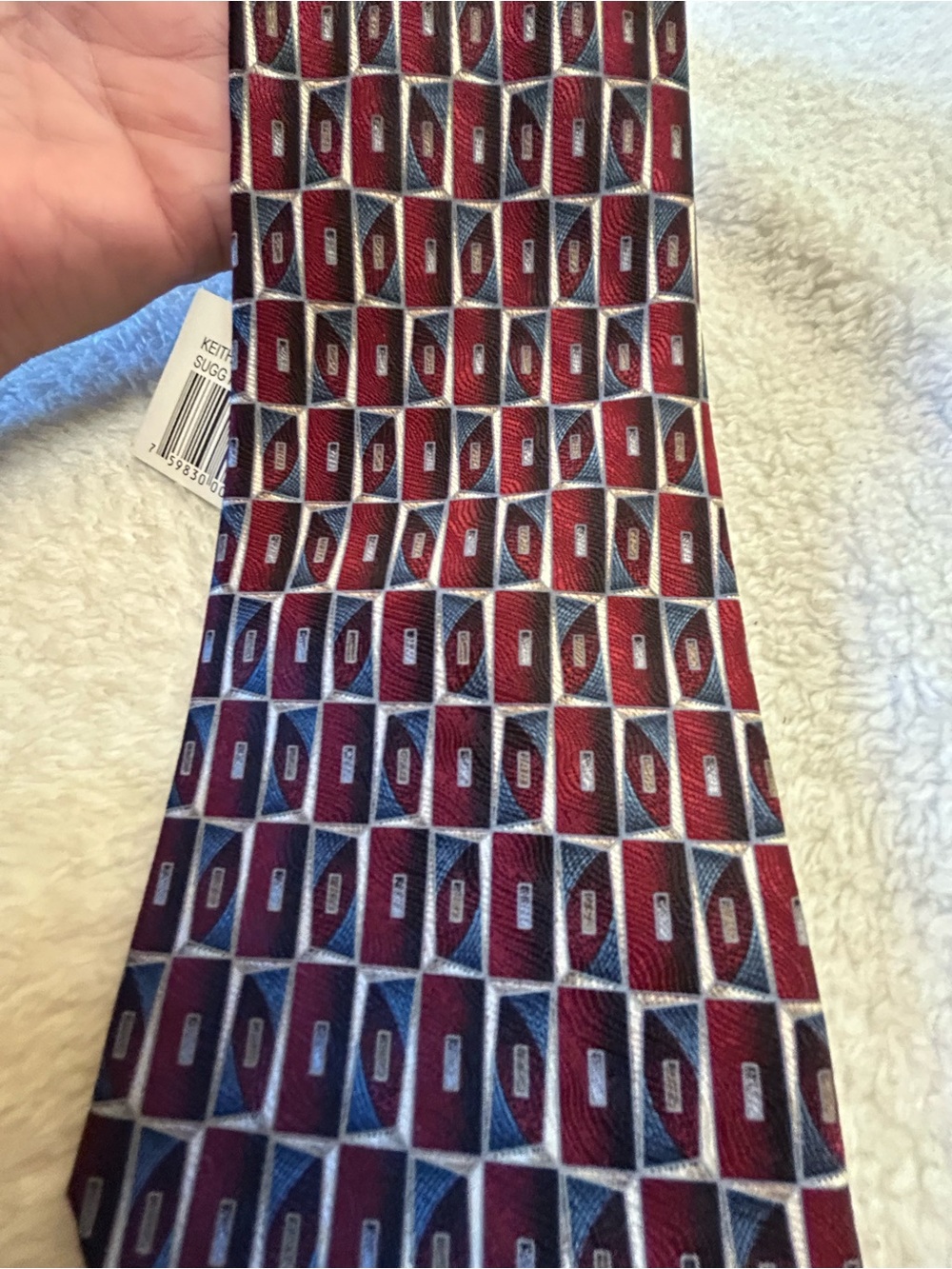 🎁3 for $30 - Geometric Red Silk Necktie
